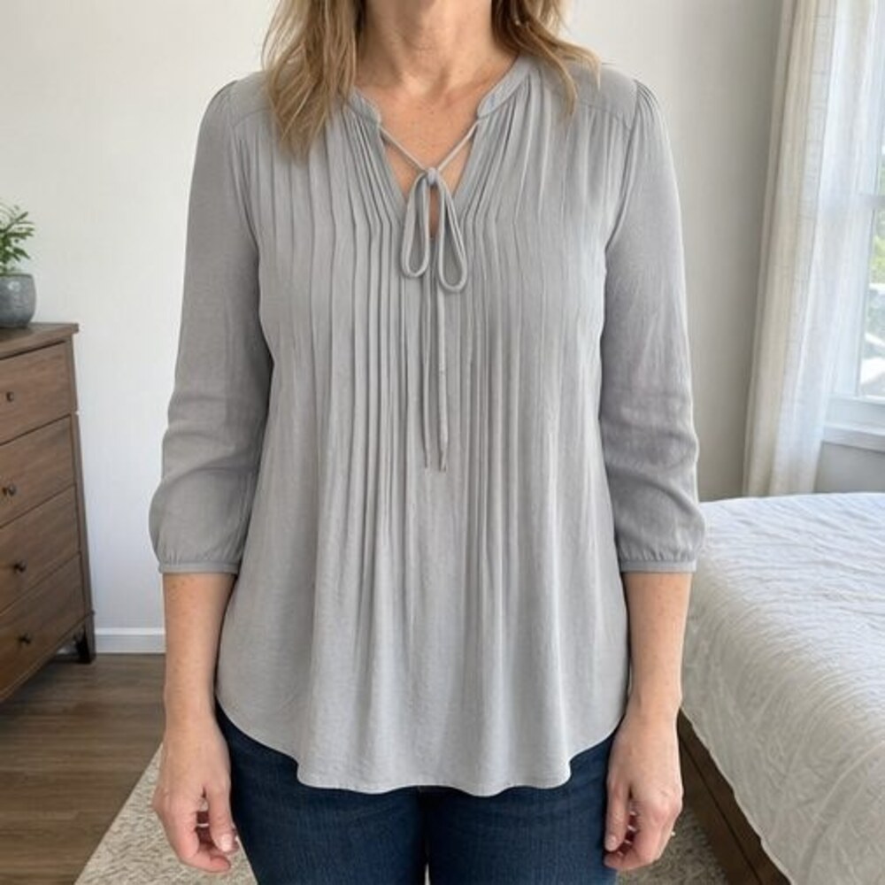 Gray Pleated Blouse